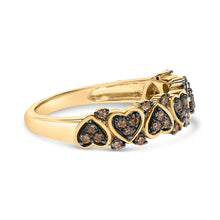 Load image into Gallery viewer, 10K Yellow Gold Plated .925 Sterling Silver 1/3 cttw Natural Diamond Band Ring - Size 7