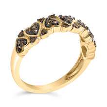 Load image into Gallery viewer, 10K Yellow Gold Plated .925 Sterling Silver 1/3 cttw Natural Diamond Band Ring - Size 7