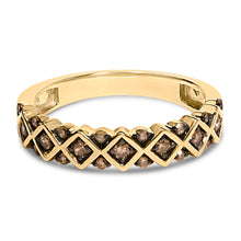 Load image into Gallery viewer, 10K Yellow Gold Plated .925 Sterling Silver 1/4 Cttw Champagne Diamond Geometric Band Ring - Size 7