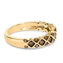 Load image into Gallery viewer, 10K Yellow Gold Plated .925 Sterling Silver 1/4 Cttw Champagne Diamond Geometric Band Ring - Size 7