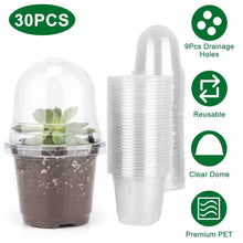 Load image into Gallery viewer, 30-Pieces: Plant Nursery Pots PET Flower Seed Starting Pots Container with Dome Drainage Holes