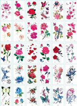Load image into Gallery viewer, 30 Pieces/set Small Luxury Temporary Tattoo Sticker Colorful Drawing Flower Cute Body Tatoo For Kids Adults