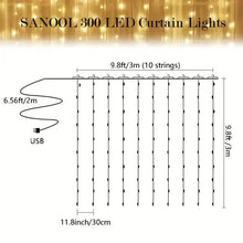 Load image into Gallery viewer, 300 LED Curtain Fairy Lights