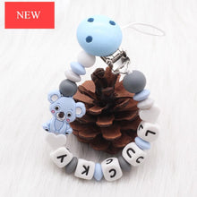 Load image into Gallery viewer, Modern Handmade Personalized Name Baby Pacifier Clips Silicone Pacifier Chain Wood Pacifier Holders For Pacifier For Baby Kids