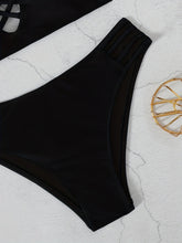 Load image into Gallery viewer, Noir Allure Criss Cross Bikini Set for Women – Chic Elegant Hollow Out Design with High Waist Buckle Detail Adjustable Spaghetti Straps & Medium Stretch Nylon – 2-Piece Women's Swimwear for Summer Beach Days & Poolside Glam
