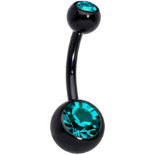 Load image into Gallery viewer, Black Zircon Double Gem Anodized Titanium Belly Ring