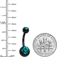 Load image into Gallery viewer, Black Zircon Double Gem Anodized Titanium Belly Ring