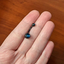 Load image into Gallery viewer, Black Zircon Double Gem Anodized Titanium Belly Ring