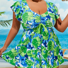 Load image into Gallery viewer, Bikini Floral Print Bandeau V Neck 2 Piece Swimsuit for Women – Stretchy Vacation Bikini Set with Soft Polyamide Fabric – Stylish Summer Swimwear for Beach Holidays Pool Lounging and Resort Getaways