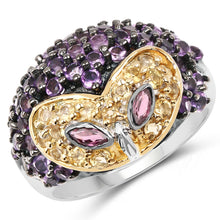 Load image into Gallery viewer, 2.01 Carat Genuine Rhodolite and Amethyst .925 Sterling Silver Ring