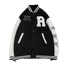 Load image into Gallery viewer, New Elegance Spring Autumn Coat Baseball Bomber Jacket Loose Letter R Men Women Couples Tops Plus Size Jackets Streetwear