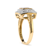 Load image into Gallery viewer, 10K Yellow Gold 1/2 cttw Round and Princess Diamond Composite Head and Halo Ring (H-I Color, SI1-SI2 Clarity) - Ring Size 7