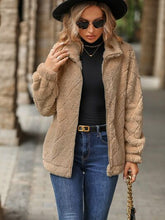 Load image into Gallery viewer, Women's Fuzzy Zip-Up Jacket with Pockets – Soft & Cozy Long Sleeve Outerwear