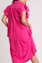 Load image into Gallery viewer, Charming Pink Full Size Ruffle Cap Sleeve Dress Plus Size Elegant & Stylish Girls Dress