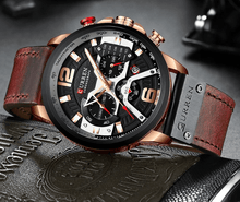 Load image into Gallery viewer, Men's Sports Waterproof Watch With Leather Belts, Chronometers And Large Numbers Details Luxury Watches Unique Design Excellent Gift