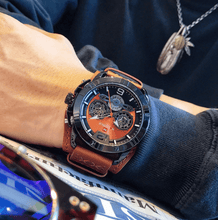 Load image into Gallery viewer, Men's Leather Waterproof Watch With Chronometers And Fluorescent Hands Excellent Design Perfect Gift