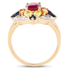 Load image into Gallery viewer, 14K Yellow Gold Plated 3.76 Carat Genuine Multi Stone .925 Sterling Silver Ring