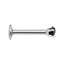 Load image into Gallery viewer, 16G Black 2mm Gem Internally Threaded Labret Monroe Tragus