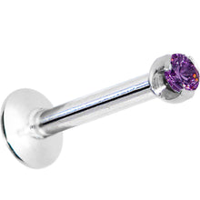 Load image into Gallery viewer, 16G Purple 2mm Gem Internally Threaded Labret Monroe Tragus