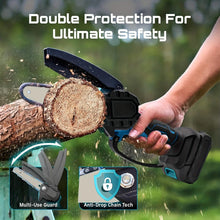 Load image into Gallery viewer, 6-inch Cordless Mini Chainsaw – Handheld Electric, Lightweight, Battery-Powered