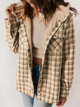 Load image into Gallery viewer, Plaid Snap Down Plush Hooded Jacket Soft & Warm Women Outerwear Cozy And Comfortable Jacket