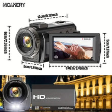 Load image into Gallery viewer, 16x Zoom 1080P HD Digital Camera Bundle with 2 Batteries, 32G TF Card, Mic, Hood & Bag