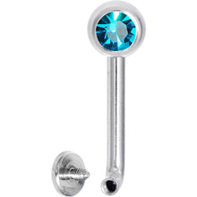 Load image into Gallery viewer, 14G 5mm Zircon Blue Gem Vertical Hood Piercing -3/8 2mm Rise