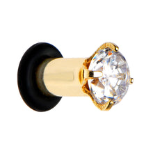 Load image into Gallery viewer, 6G CZ Gold Electro Titanium Tunnel Plug