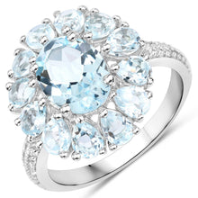 Load image into Gallery viewer, 14.02 Carat Genuine Blue Topaz and White Topaz .925 Sterling Silver 3 Piece Jewelry Set (Ring, Earrings, and Pendant w/ Chain)