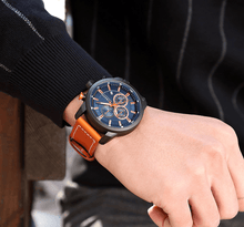 Load image into Gallery viewer, Men's Waterproof Elegant Sport Watch With Chronometers Day View, Leather Belts And Hardlex Scratch Resistant Glass Perfect Gift For Him