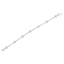 Load image into Gallery viewer, .925 Sterling Silver 1.0 cttw Miracle-Set Diamond Floral Station Tennis Bracelet (I-J Color, I3 Clarity) - 7-1/2"