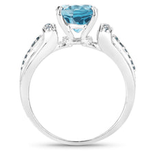 Load image into Gallery viewer, 2.72 Carat Genuine London Blue Topaz and Blue Diamond .925 Sterling Silver Ring
