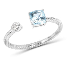 Load image into Gallery viewer, 0.52 Carat Genuine Aquamarine and White Diamond 14K White Gold Ring