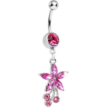 Load image into Gallery viewer, Wild Flower Pink CZ Belly Ring