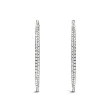 Load image into Gallery viewer, 14k White Gold Slim Two Sided Diamond Hoop Earrings (1 1/2 cttw)