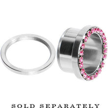 Load image into Gallery viewer, 5/8 Stainless Steel Pink Gem Screw Fit Tunnel