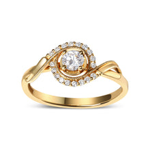 Load image into Gallery viewer, 14K Yellow Gold 1/3 Cttw Diamond Solitaire and Halo Swirl Engagement Ring (G-H Color, VS2-SI1 Clarity)- Size 7
