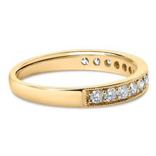 Load image into Gallery viewer, 14K Yellow Gold 1/2 Cttw Round Diamond Milgrain Wedding Band