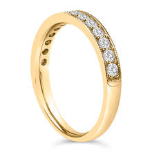 Load image into Gallery viewer, 14K Yellow Gold 1/2 Cttw Round Diamond Milgrain Wedding Band