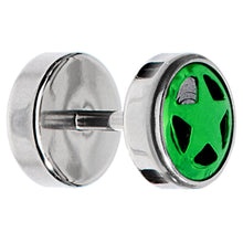 Load image into Gallery viewer, Anodized Titanium Green Star Cheater Plug