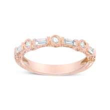 Load image into Gallery viewer, 14K Rose Gold 3/8 Cttw Baguette and Round Diamond Bridal Band - (H-I Color, VS1-VS2 Clarity) - Size 6.75