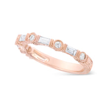 Load image into Gallery viewer, 14K Rose Gold 3/8 Cttw Baguette and Round Diamond Bridal Band - (H-I Color, VS1-VS2 Clarity) - Size 6.75
