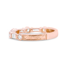 Load image into Gallery viewer, 14K Rose Gold 3/8 Cttw Baguette and Round Diamond Bridal Band - (H-I Color, VS1-VS2 Clarity) - Size 6.75