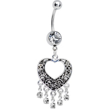 Load image into Gallery viewer, Crystalline Gem Hollow Heart Chandelier Belly Ring
