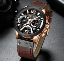 Load image into Gallery viewer, Men's Sports Waterproof Watch With Leather Belts, Chronometers And Large Numbers Details Luxury Watches Unique Design Excellent Gift