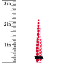 Load image into Gallery viewer, 0G White Red Heart Acrylic Ear Taper
