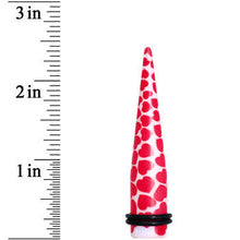 Load image into Gallery viewer, 00G White Red Heart Acrylic Ear Taper