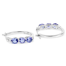 Load image into Gallery viewer, 1.99 Carat Genuine Tanzanite and White Diamond .925 Sterling Silver Earrings