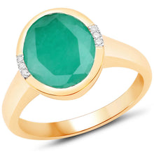 Load image into Gallery viewer, 3.22 Carat Genuine Emerald and White Diamond 14K Yellow Gold Ring