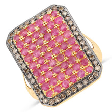 Load image into Gallery viewer, 3.14 Carat Genuine Ruby and TTLB Diamond .925 Sterling Silver Ring